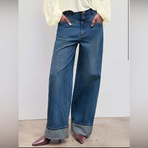 CIDER DENIM MID RISE SOLID ROLL HEM JEAN Small